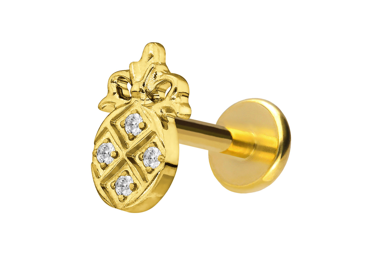 Titan Labret Piercing mit Push Fit KRISTALLANANAS